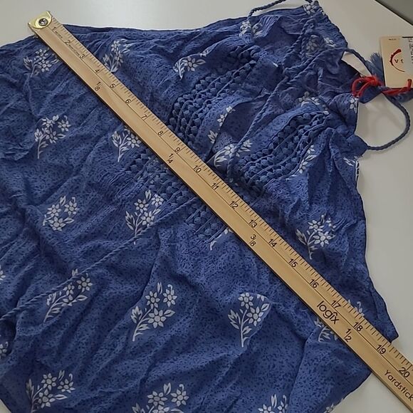 Blue Halter Smocked Tank Top - Picture 3 of 10